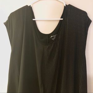 Cute black studded top with sheer overlay EUC
